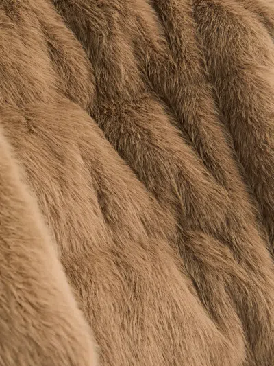 Herno Hooded Quilted Faux Fur Coat In Brown