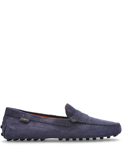 Tod's Gommino Pebble-textured Suede Loafers In Blue