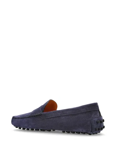 Tod's Gommino Pebble-textured Suede Loafers In Blue