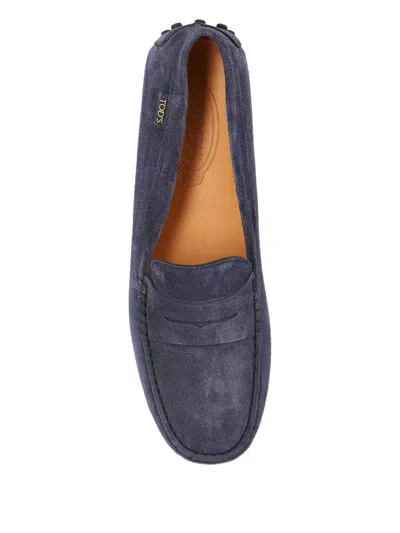 Tod's Gommino Pebble-textured Suede Loafers In Blue