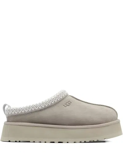 Ugg Tazz Platform-sole Braided-trim Slippers In Gray