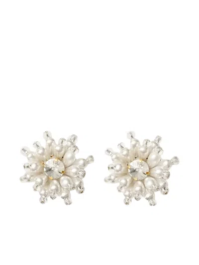 Vanina Beaded Crystal Earrings In Neutral