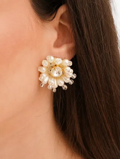Vanina Beaded Crystal Earrings In Neutral