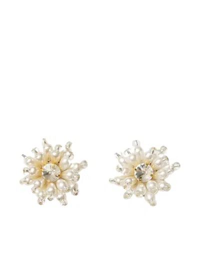 Vanina Beaded Crystal Earrings In Neutral