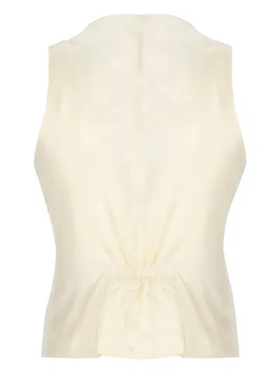 Tagliatore Ivory Cotton-linen Gilet With V-neck Design And Button Fastening