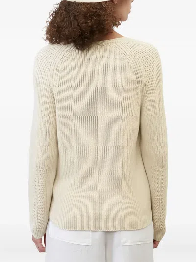 Marc O'polo V-neck Ribbed Sweater In Green
