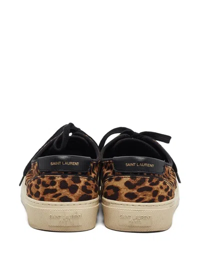 Pre-owned Saint Laurent Leopard-print Canvas Sneakers