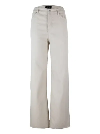 Apc Straight Leg Trousers With Pockets And Belt Loops In White