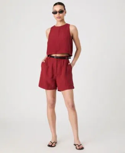 French Connection Womens Birdie Crewneck Sleeveless Top High Rise Walking Shorts