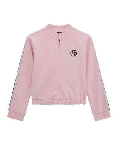 Guess Big Girl Long Sleeve Zip-up Sweatshirt In Pink