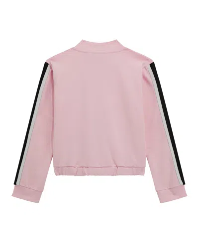 Guess Big Girl Long Sleeve Zip-up Sweatshirt In Pink