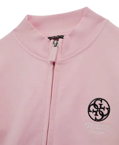 Guess Big Girl Long Sleeve Zip-up Sweatshirt In Pink