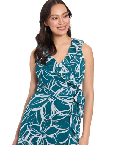 London Times Petite Floral-print Ruffled Maxi Dress
