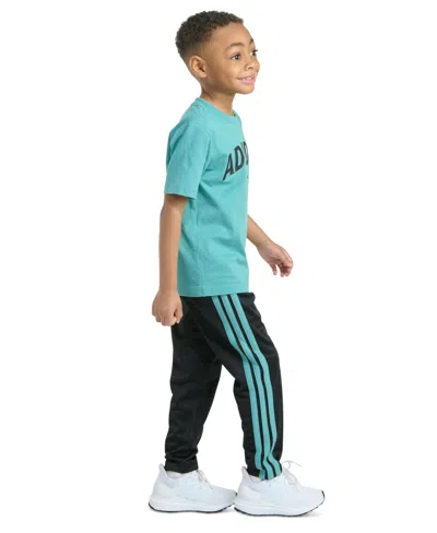 Adidas Originals Toddler & Little Boys Short Sleeve T-shirt & Tricot Pant Set In Blue