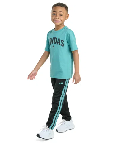 Adidas Originals Toddler & Little Boys Short Sleeve T-shirt & Tricot Pant Set In Blue