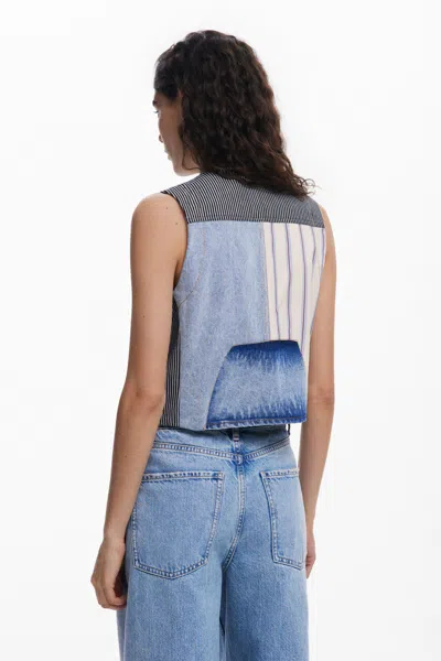 Desigual Patchwork Crop Denim Vest