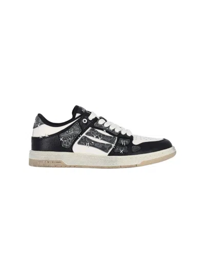 Amiri Skel Top Black Low Top Sneakers With Logo Patch On The Tongue And Logo Lettering On The Heel In Leat