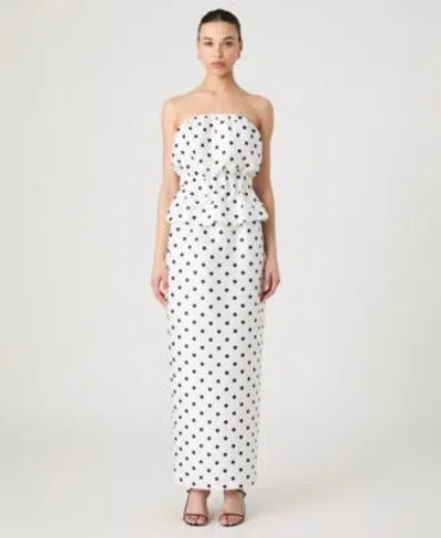 French Connection Womens Strapless Polka Dot Peplum Top Maxi Skirt
