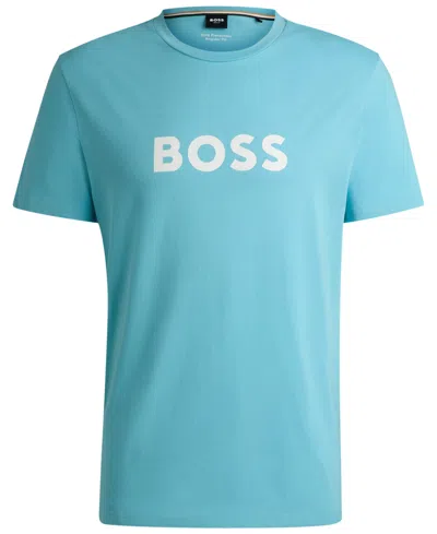 Hugo Boss Boss By  Men's Cotton Contrast Logo Relaxed-fit T-shirt In Blue