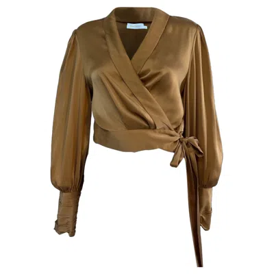 Zimmermann Zimmerman Pleated Washed Wrap Blouse In Beige Silk