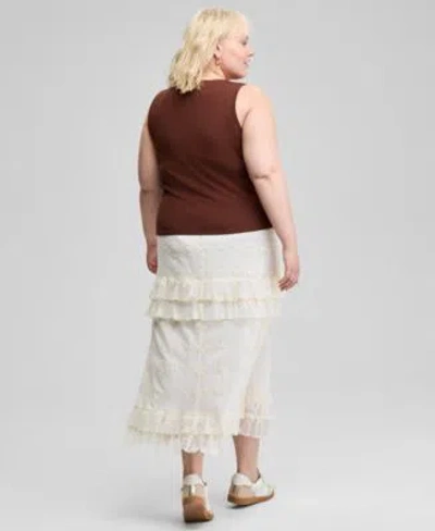 And Now This Now This Trendy Plus Size Button Front Tank Top Lace Ruffle Trim Maxi Skirt Exclusively At Macys