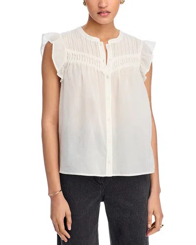 Paige Levanto Ruffle Short-sleeve Button-down Blouse In White