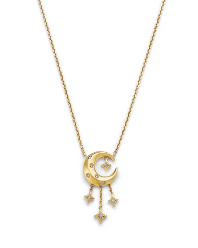 Bloomingdale's Fine Collection Champagne Diamond Celestial Pendant Necklace In 14k Yellow Gold, 0.10 Ct. T. W.