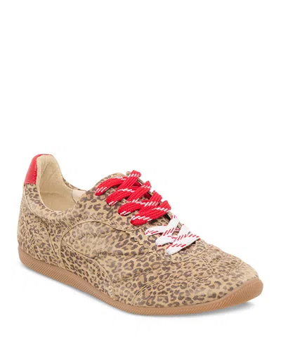 Dolce Vita Laini Sneakers Tan Leopard Printed Suede In Animal Print