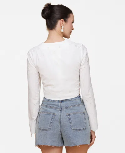 Avec Les Filles Eyelet Embroidery Crop Cotton Shirt