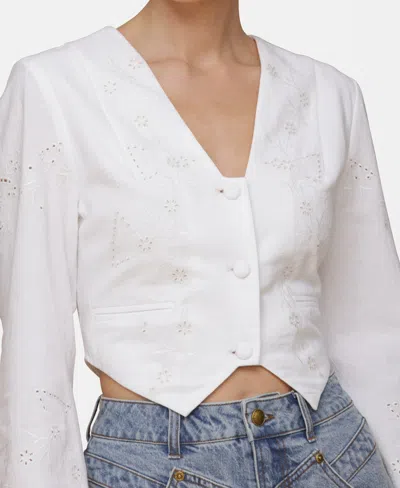 Avec Les Filles Eyelet Embroidery Crop Cotton Shirt