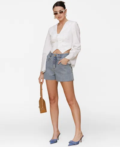 Avec Les Filles Eyelet Embroidery Crop Cotton Shirt