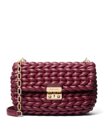 Michael Kors Woven Large Convertible Chain Shoulder Bag In Purple