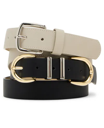Steve Madden Topstitched Textured Polyurethane Belt