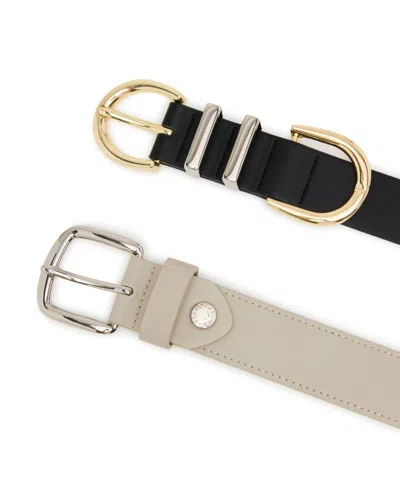 Steve Madden Topstitched Textured Polyurethane Belt