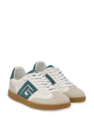 Balmain Swan Suede And Smooth Leather Trainers In Neutral