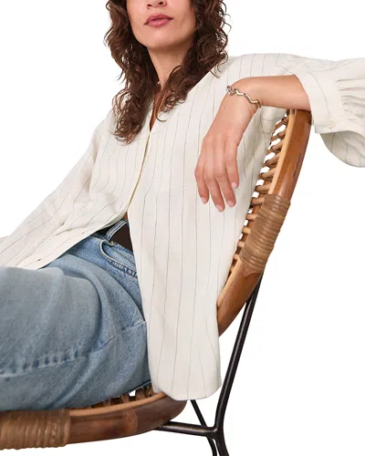 Whistles Stripe Long Sleeve Blouse In White