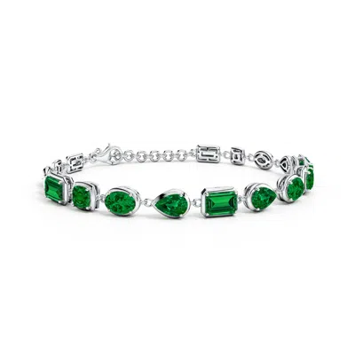 Angara Multi-shape Lab-grown Emerald Adjustable Chain Bracelet