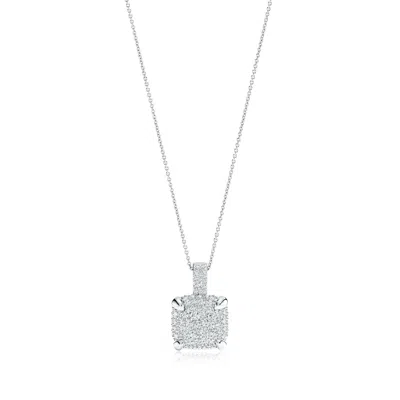 Angara Claw Prong Lab-grown Diamond Cluster Cushion Pendant