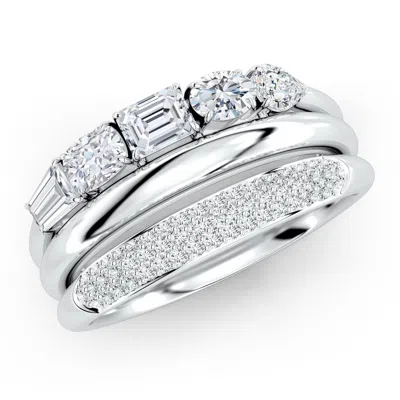 Angara Multi-shape Lab-grown Diamond Triple Layered Statement Ring