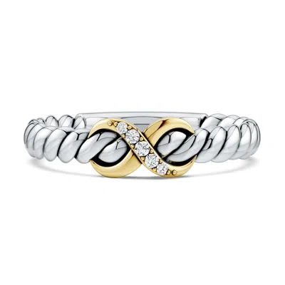 Angara Oxidized Sterling Silver And 18k Yellow Gold Lab-grown Diamond Infinity Ring