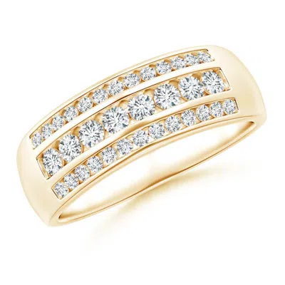 Angara Lab-grown-channel-set Triple Row Diamond Wedding Band