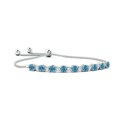 Angara Fancy Intense Blue And White Diamond Tennis Bolo Bracelet