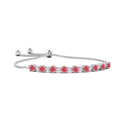 Angara Fancy Intense Pink And White Diamond Tennis Bolo Bracelet