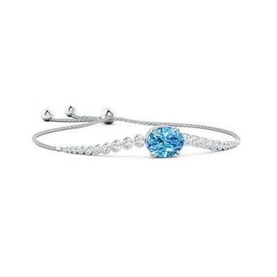 Angara Oval Fancy Intense Blue Diamond Bolo Bracelet With Bezel Accents