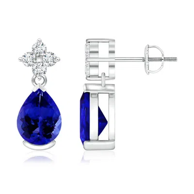 Angara Pear-shaped Tanzanite Drop Earrings With Diamonds