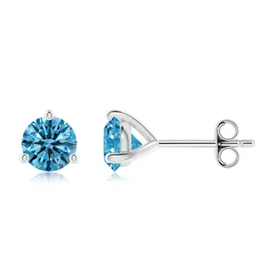 Angara Prong-set Round Fancy Intense Blue Diamond Martini Stud Earrings