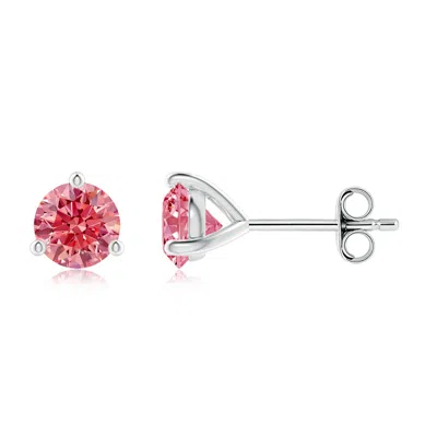 Angara Prong-set Round Fancy Intense Pink Diamond Martini Stud Earrings