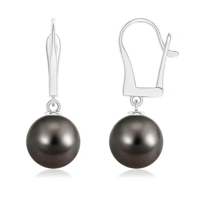 Angara 10mm Solitaire Tahitian Cultured Pearl Leverback Dangle Earrings