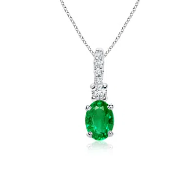 Angara Oval Emerald Pendant With Diamond Bale