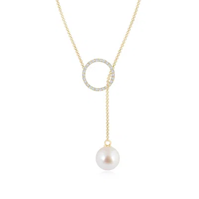 Angara 8mm Akoya Cultured Pearl Circle Lariat Necklace
